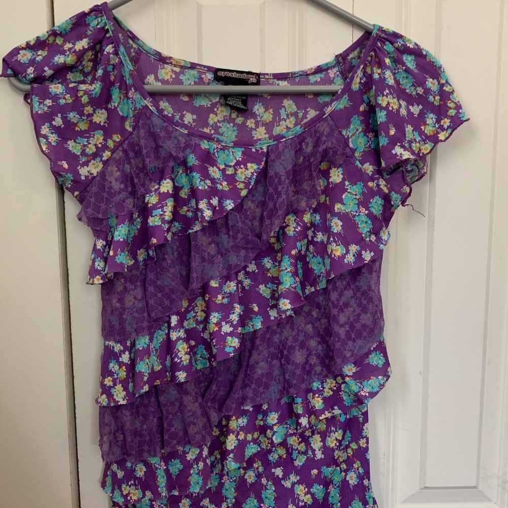 Purple floral blouse